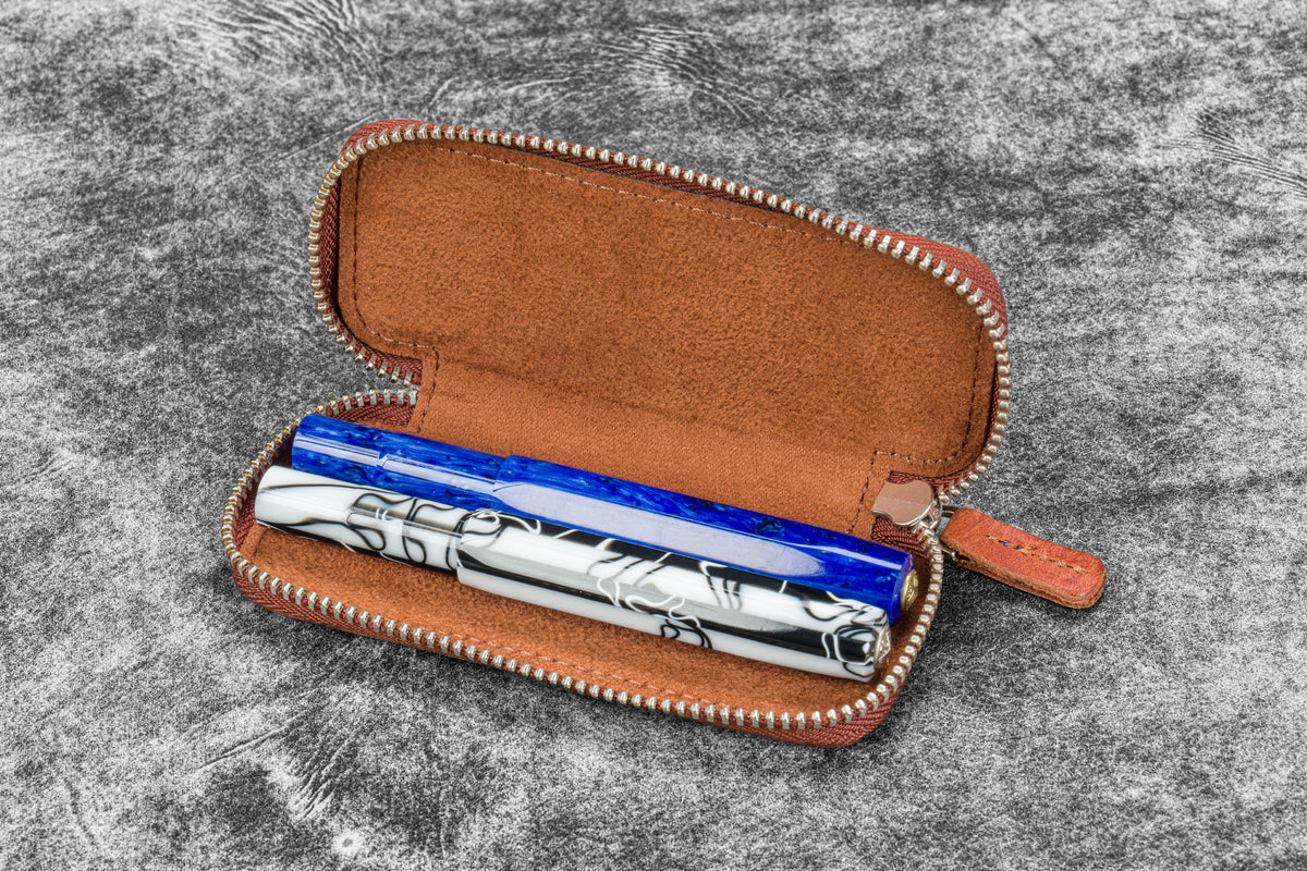 Galen Leather Co. Zippered Double Pen Case For Kaweco - Aged Copper