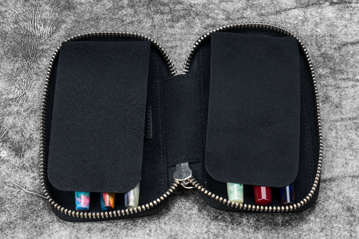 Galen Leather Co. Zippered 6 Slot Pen Case - Crazy Horse Graphite