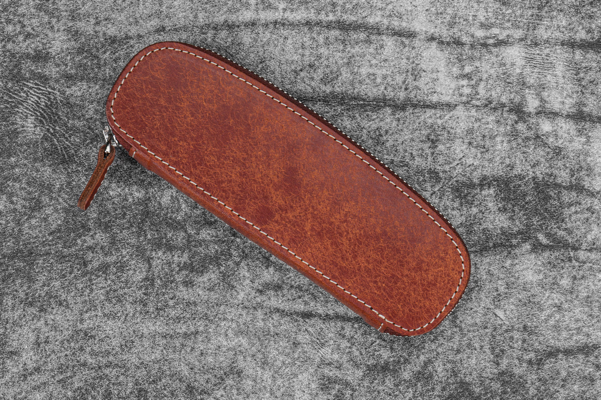 Galen Leather Co. Zippered Duo Slim Pen Case for 2 Pens - Aged Copper