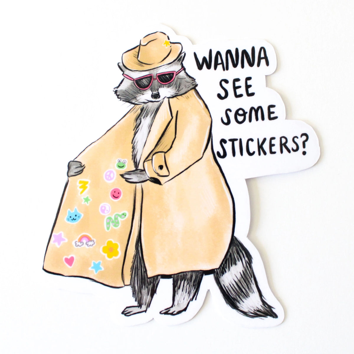 Amy Hartelust Art & Illustration - Vinyl Sticker - Raccoon Entrepreneur