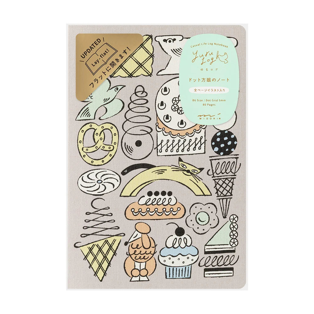Midori Yuru Log Notebook B6 - Sweets & Animals