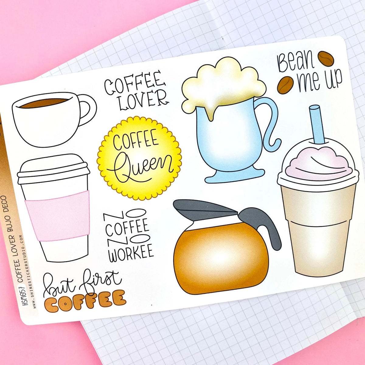 Shine Sticker Studio Sticker Sheet - Coffee Lover Bujo