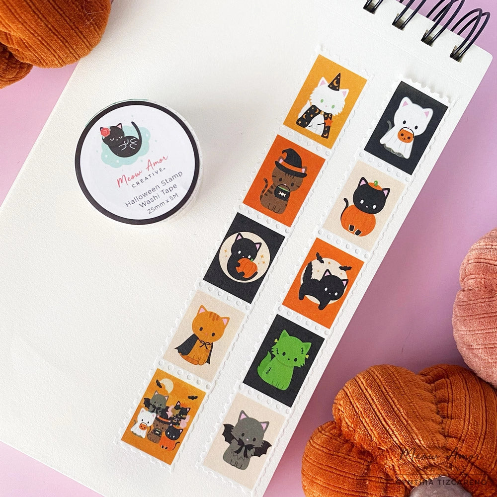 Meow Amor Creative Washi Tape - Halloween Cats Stamp