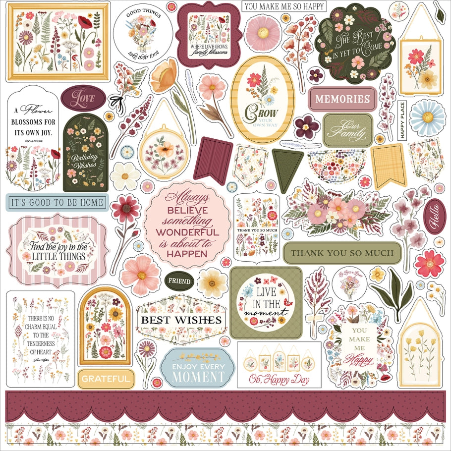 Echo Park Paper Co. - Pressed Floral Element Sticker