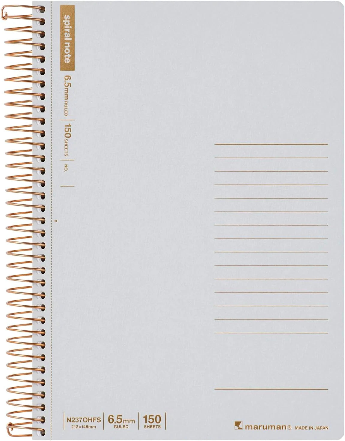 Maruman Notebooks A5 Spiral Note - 150 Sheets Lined Grey