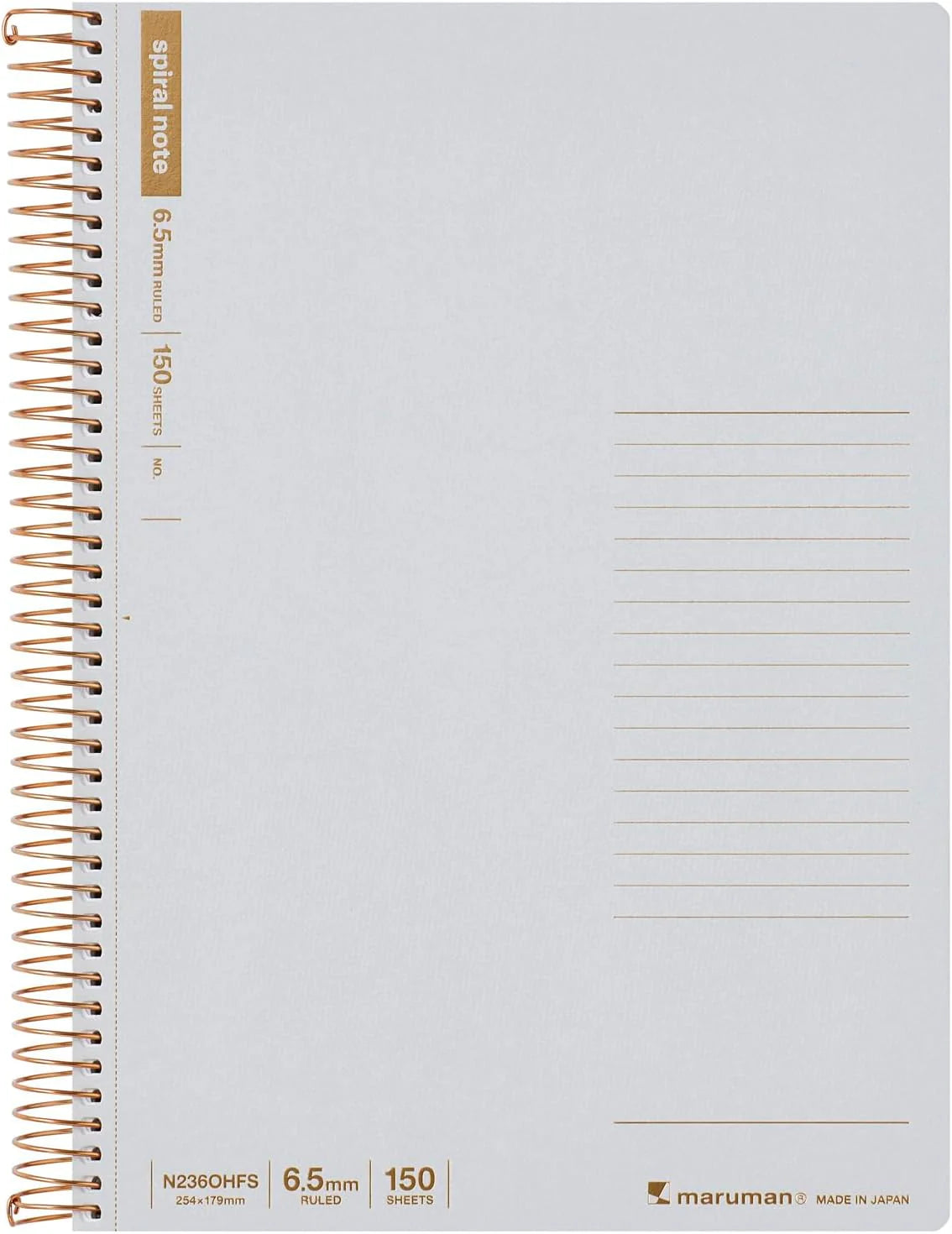 Maruman Notebooks B5 Spiral Note - 150 Sheets Lined Grey