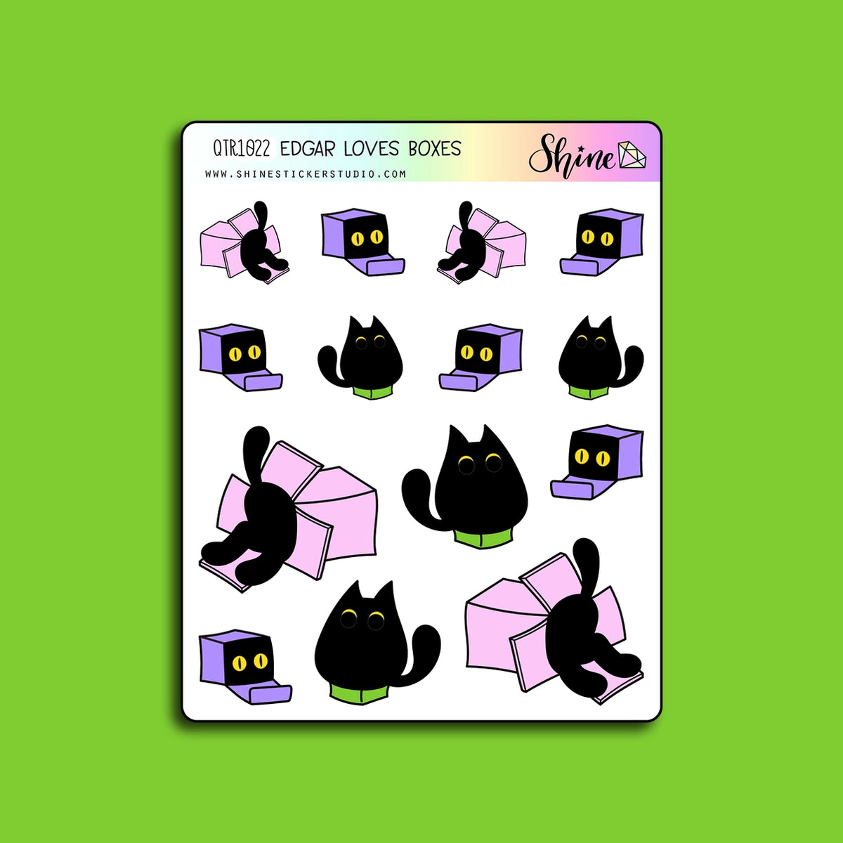 Shine Sticker Studio Sticker Sheet - Edgar Loves Boxes