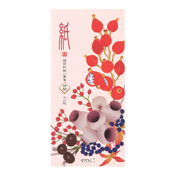 Midori Message Letter Pad Four Designs Autumn Wreath