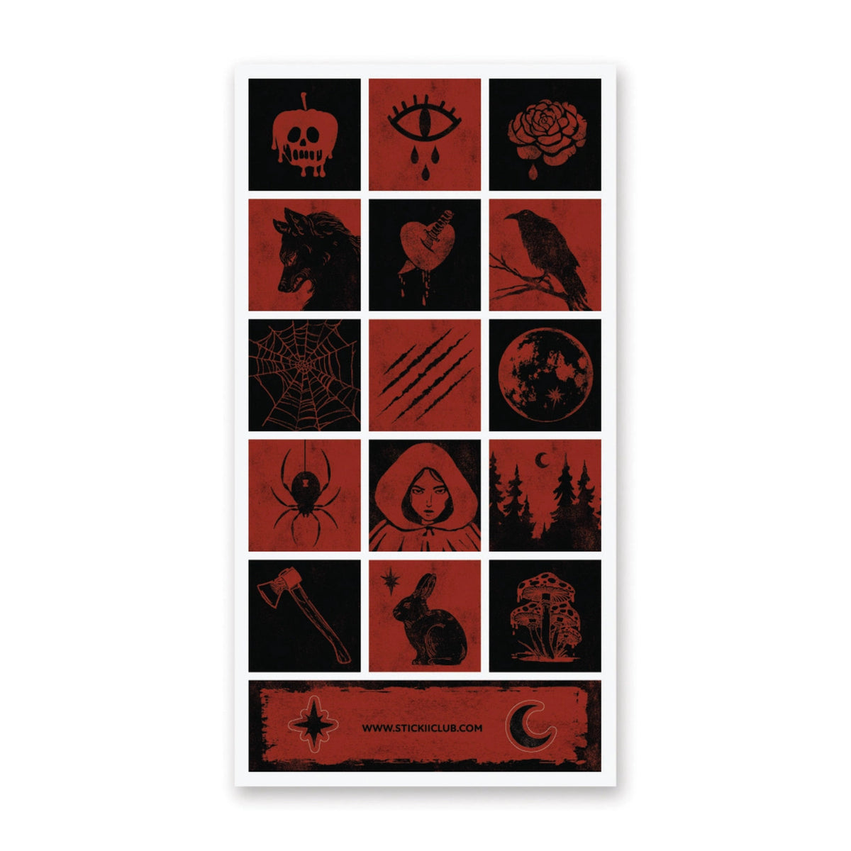 STICKII Sticker Sheet - Black & Red Forest