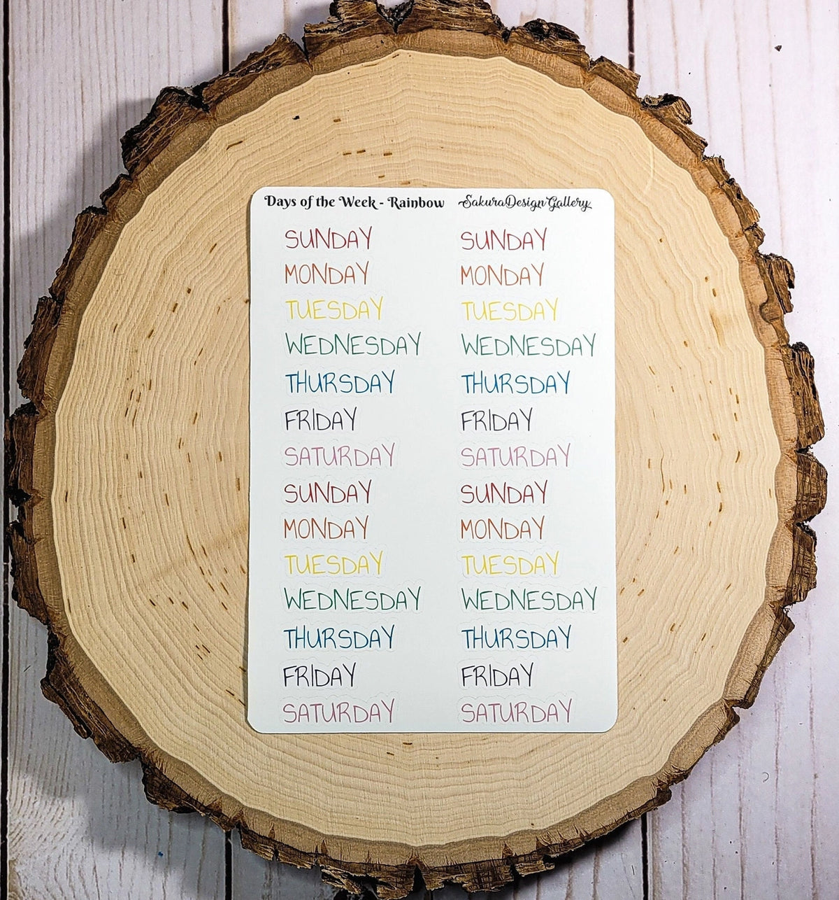 Sakura Design Gallery - Vinyl Stickers - Days of the Week - Rainbow