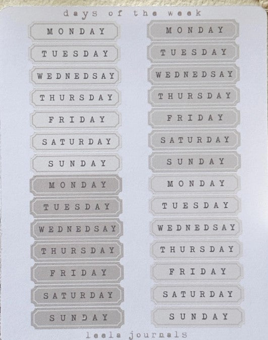 Leelajournals Journaling Sticker Sheet - Vintage Weekly Headers