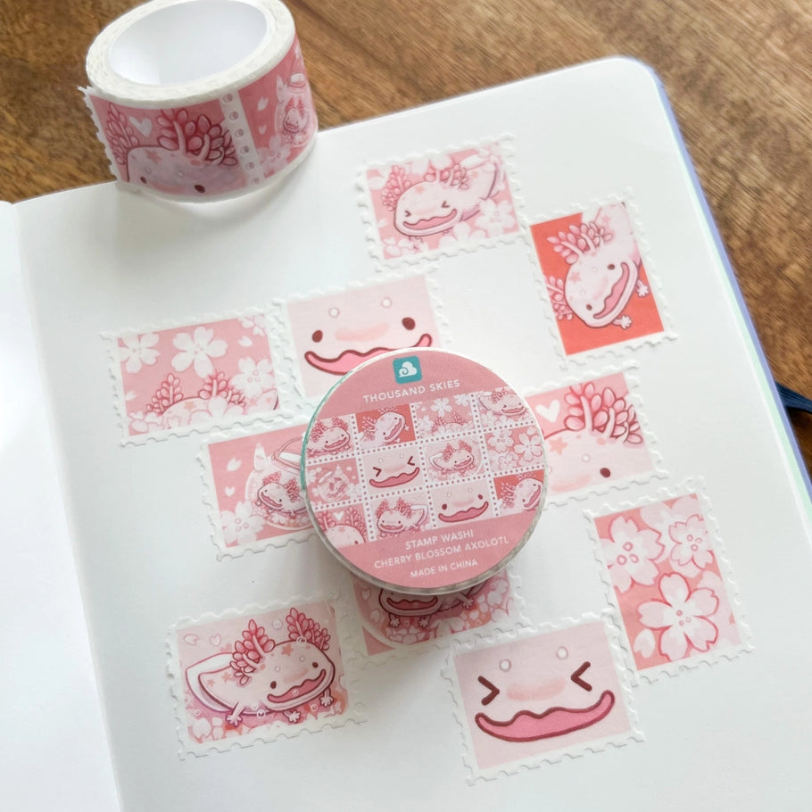 Thousand Skies - Washi Tape - Cherry Blossom Axolotl