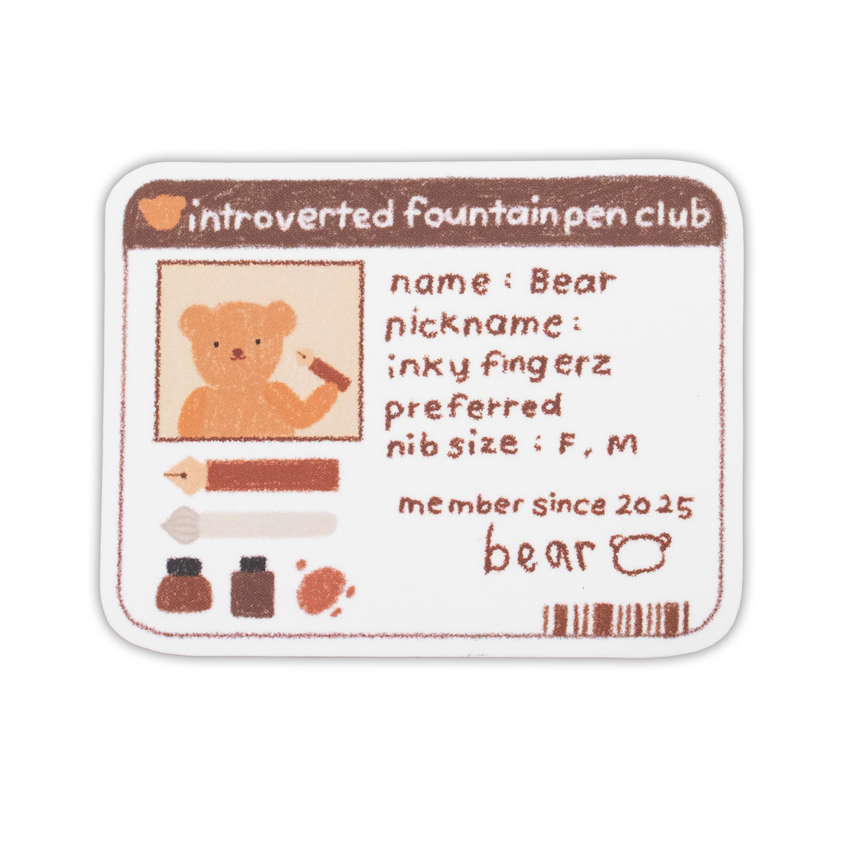 Bloom Paper Studio Sticker - Introverted Fountain Pen Club ID