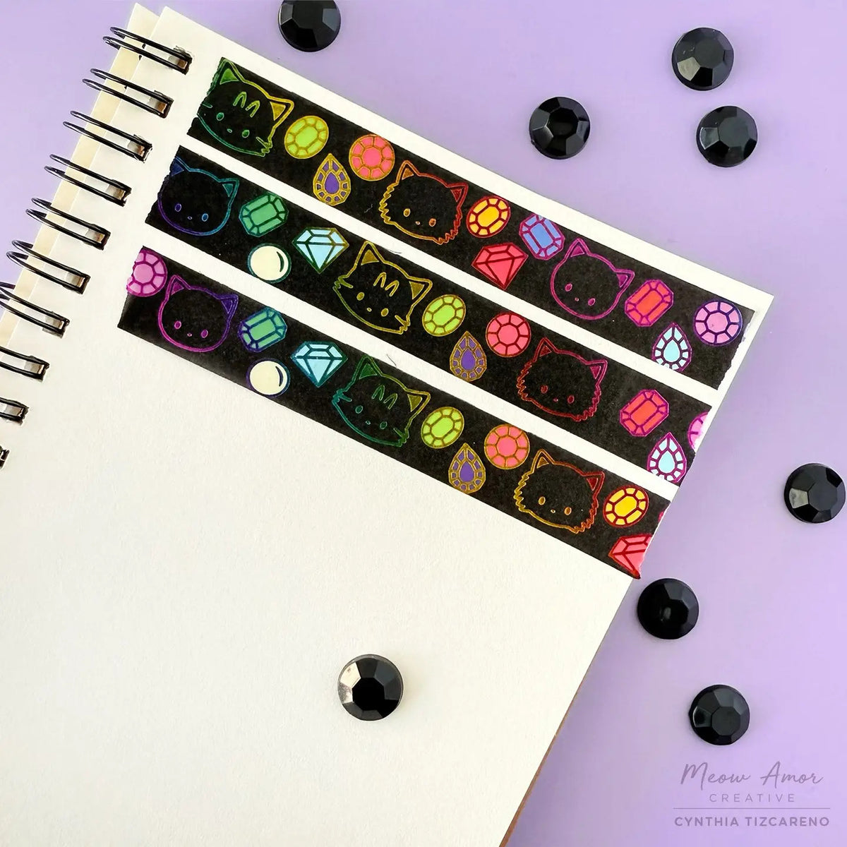 Meow Amor Creative Washi Tape - Jewel Cats Rainbow
