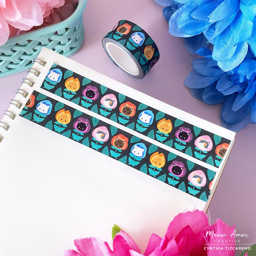 Meow Amor Creative Washi Tape - Wonderland Flower Cats