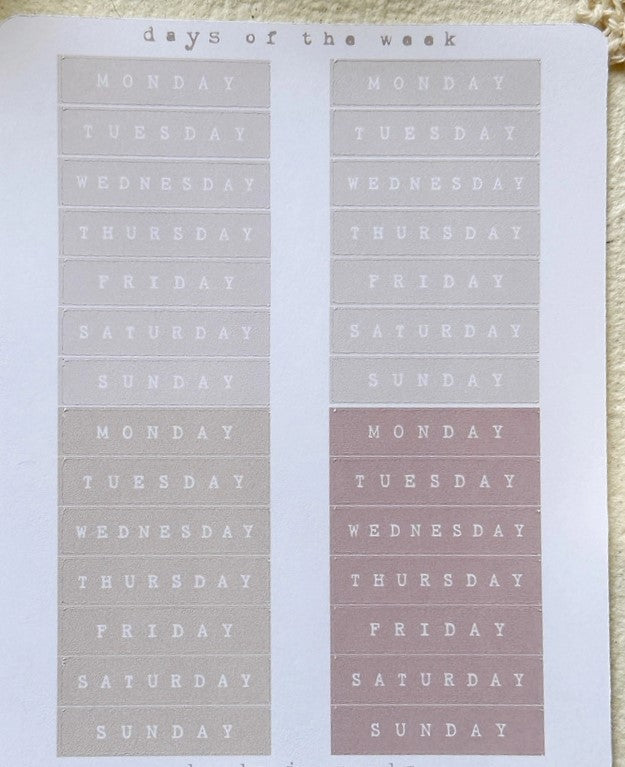 Leelajournals Journaling Sticker Sheet - Squared Weekly Headers Without Border