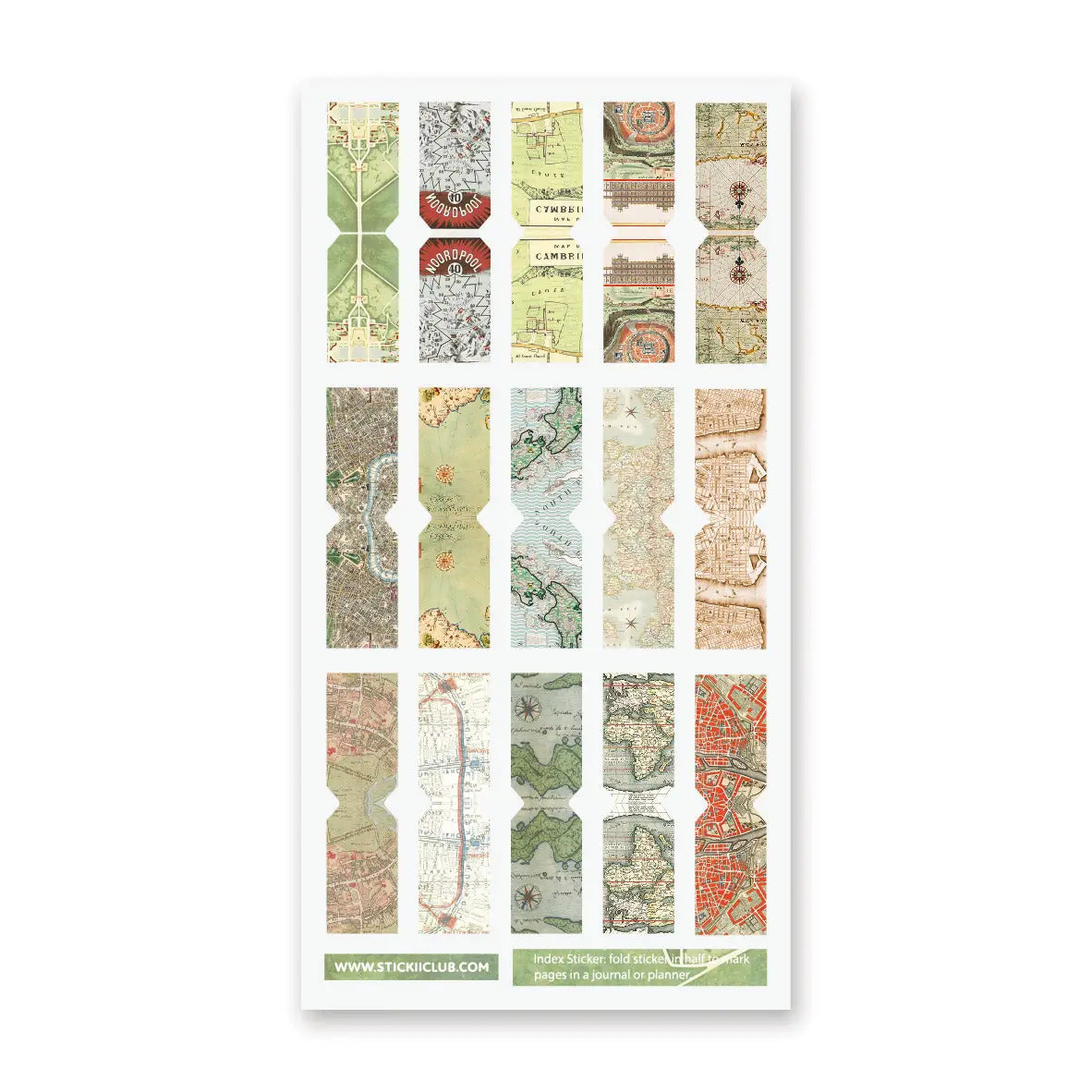 STICKII Sticker Sheet - Vintage Map Tabs
