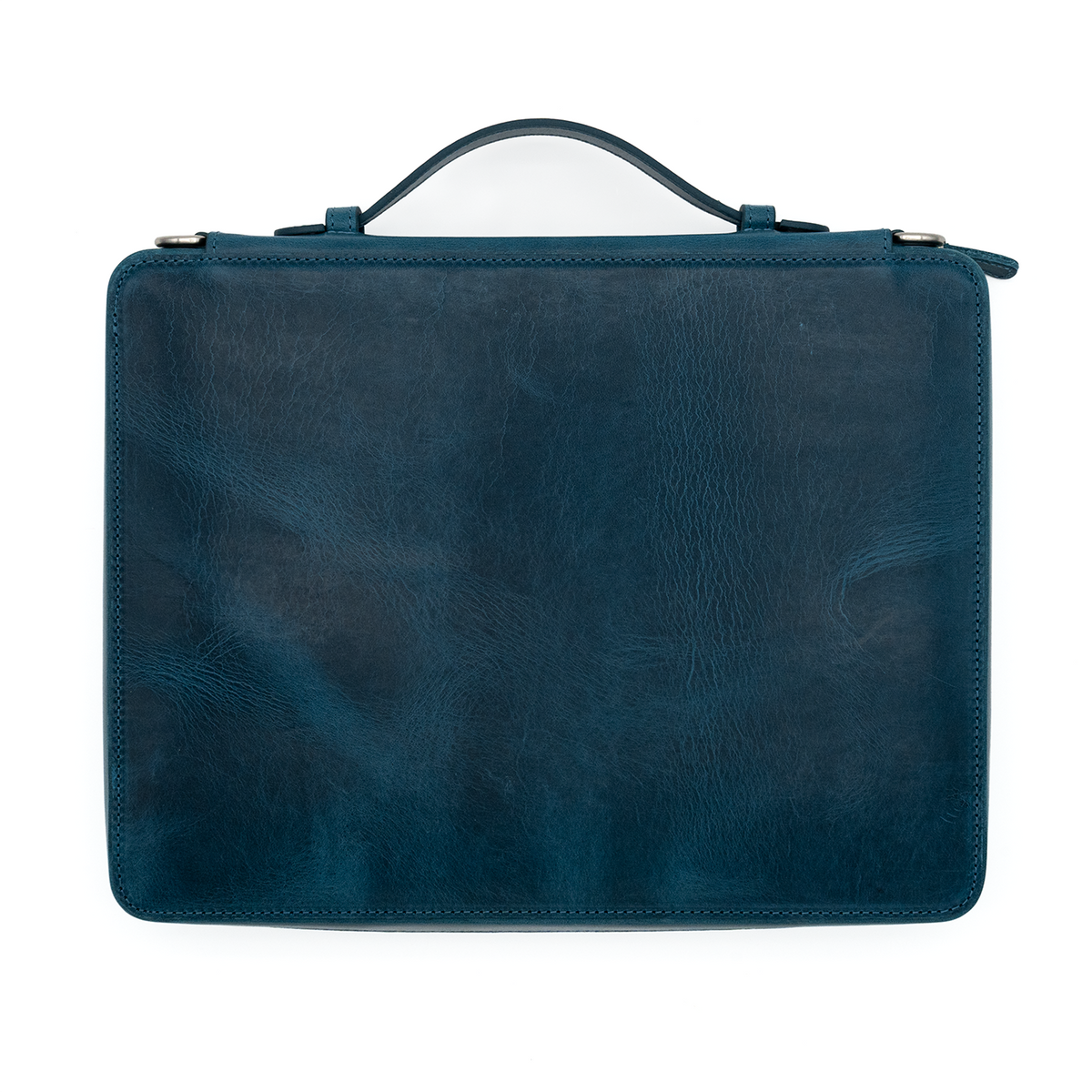 Galen Leather Co. Leather Compendium Bag - A4 Zippered Folio Organizer - Crazy Horse Ocean