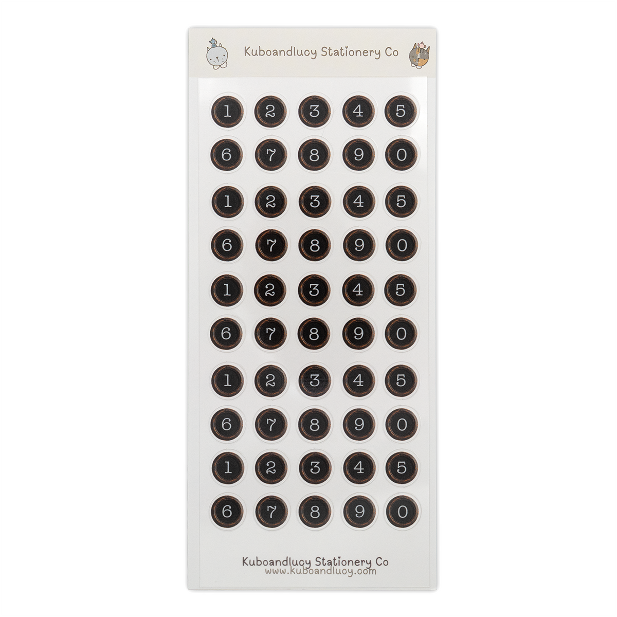 Kuboandlucy Stationery Co. Sticker Sheet - Vintage Typewriter Numbers