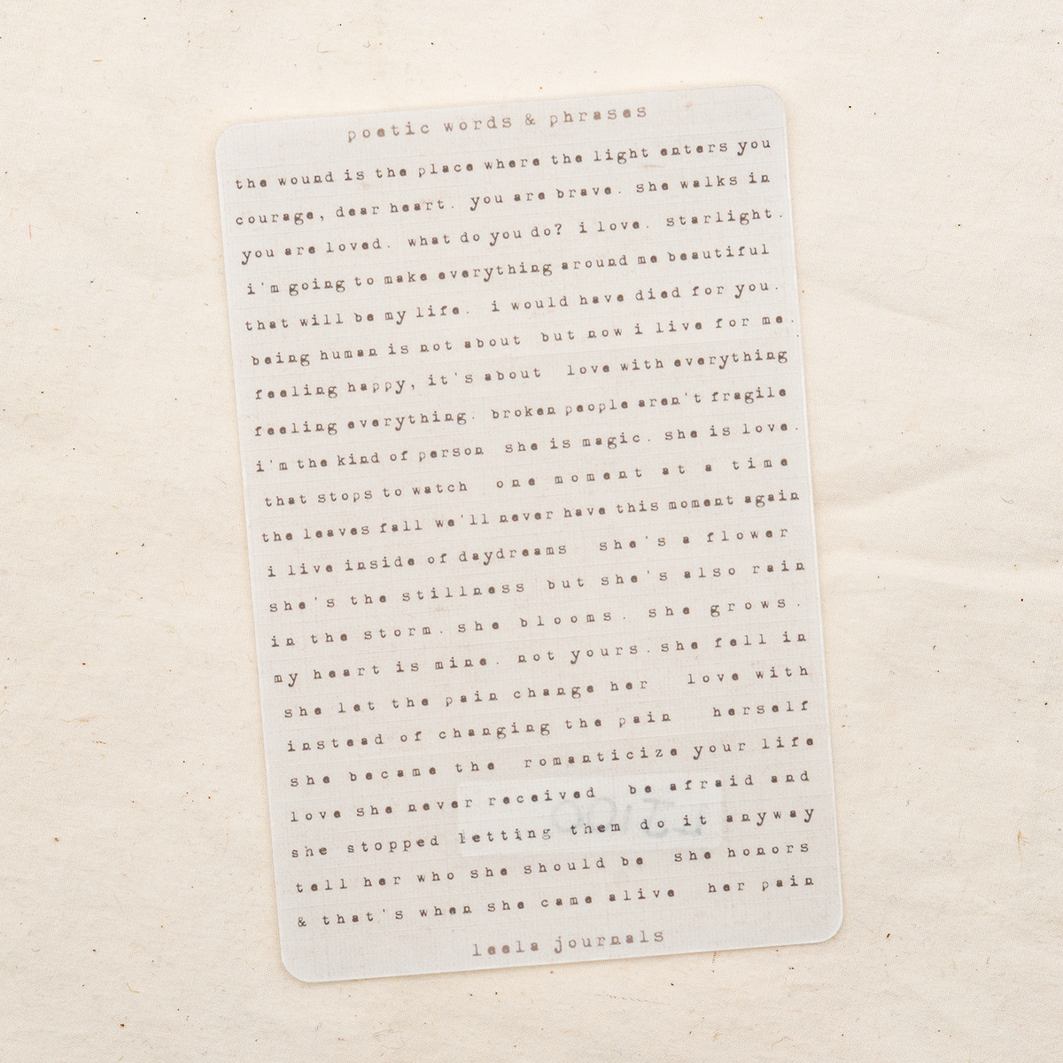 Leelajournals Sticker Sheet - Poetic Phrases