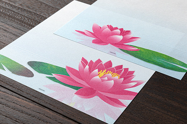 Midori Letter Pad 175 Silk Printing Water Lily Reflection