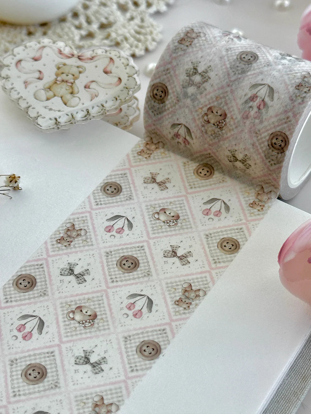 Leelajournals Washi Tape - Teddy Bear Wallpaper
