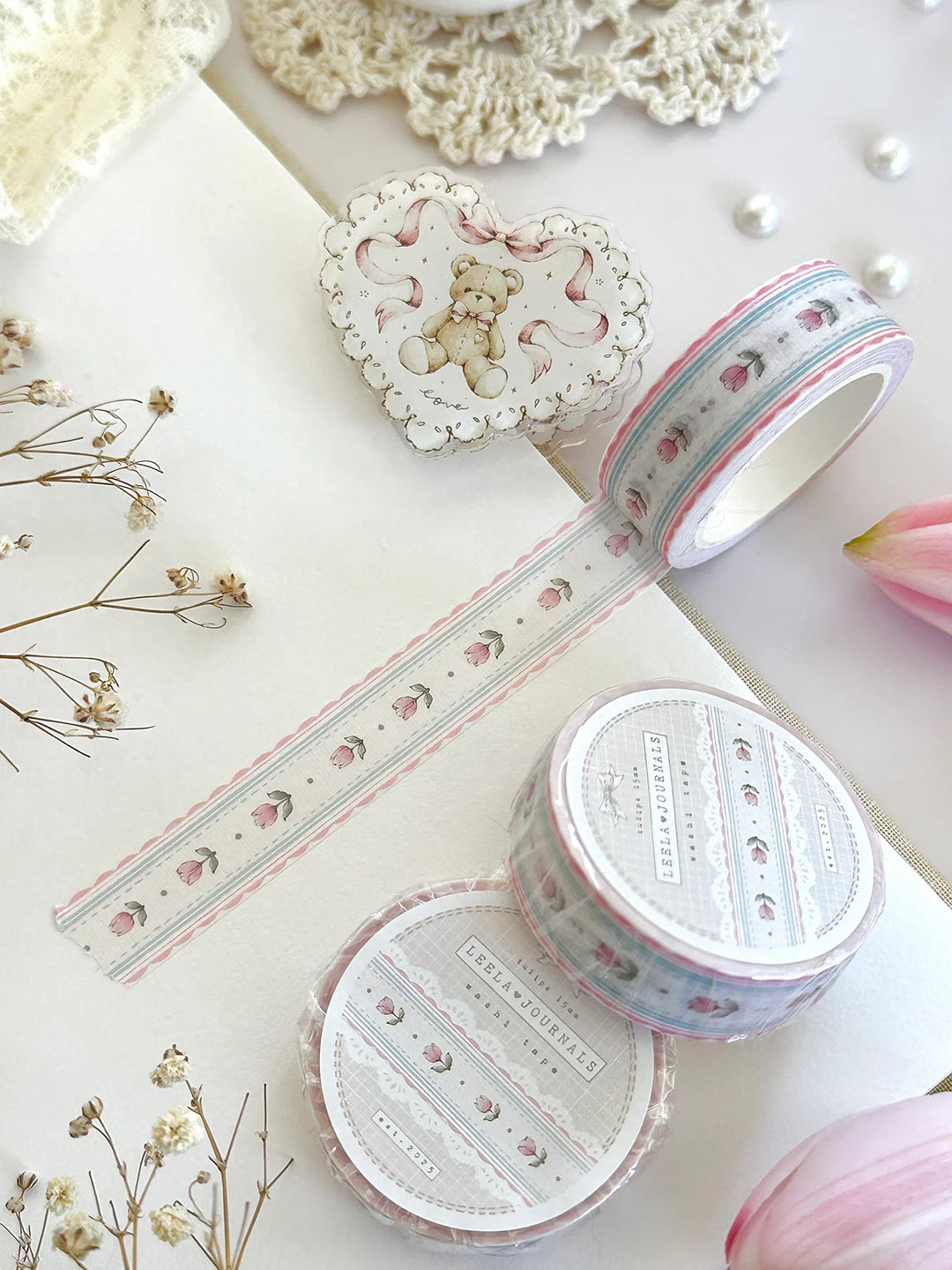 Leelajournals Washi Tape - Tulip Lace Wallpaper