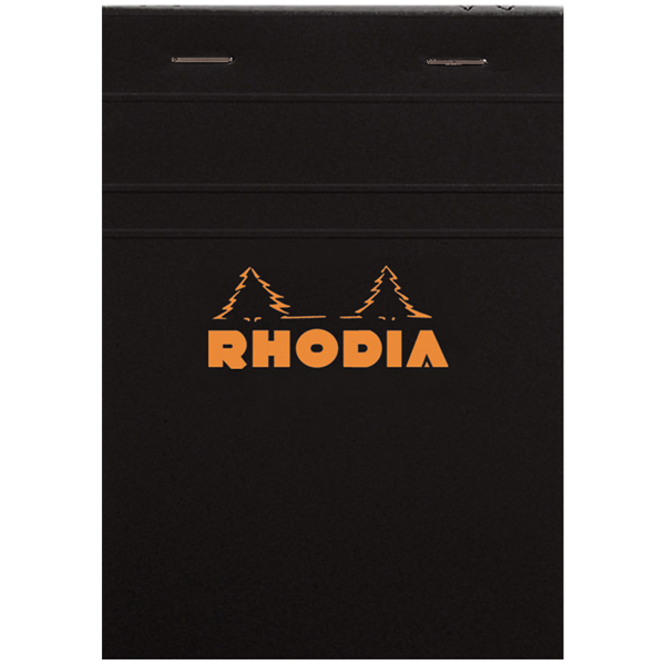 #11 top staplebound notebook with a black cover, from Rhodia. Measures 3 x 4" 80 Sheets (160 Pages) Available in Lined & Graph White Acid-Free Paper Paper Weight: 80 GSM