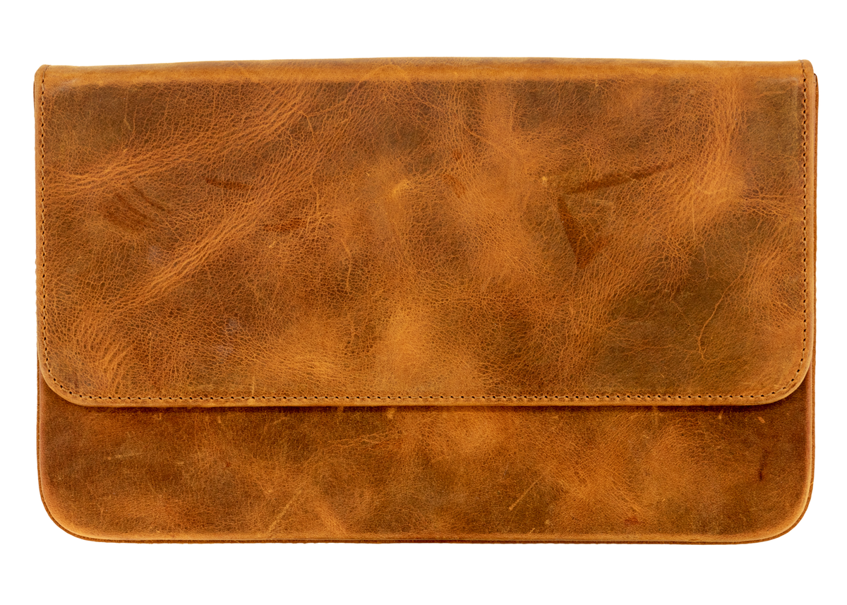 Galen Leather Co. Magnum Opus 12 Slot Hard Magnetic Pen Case- Crazy Horse Brown