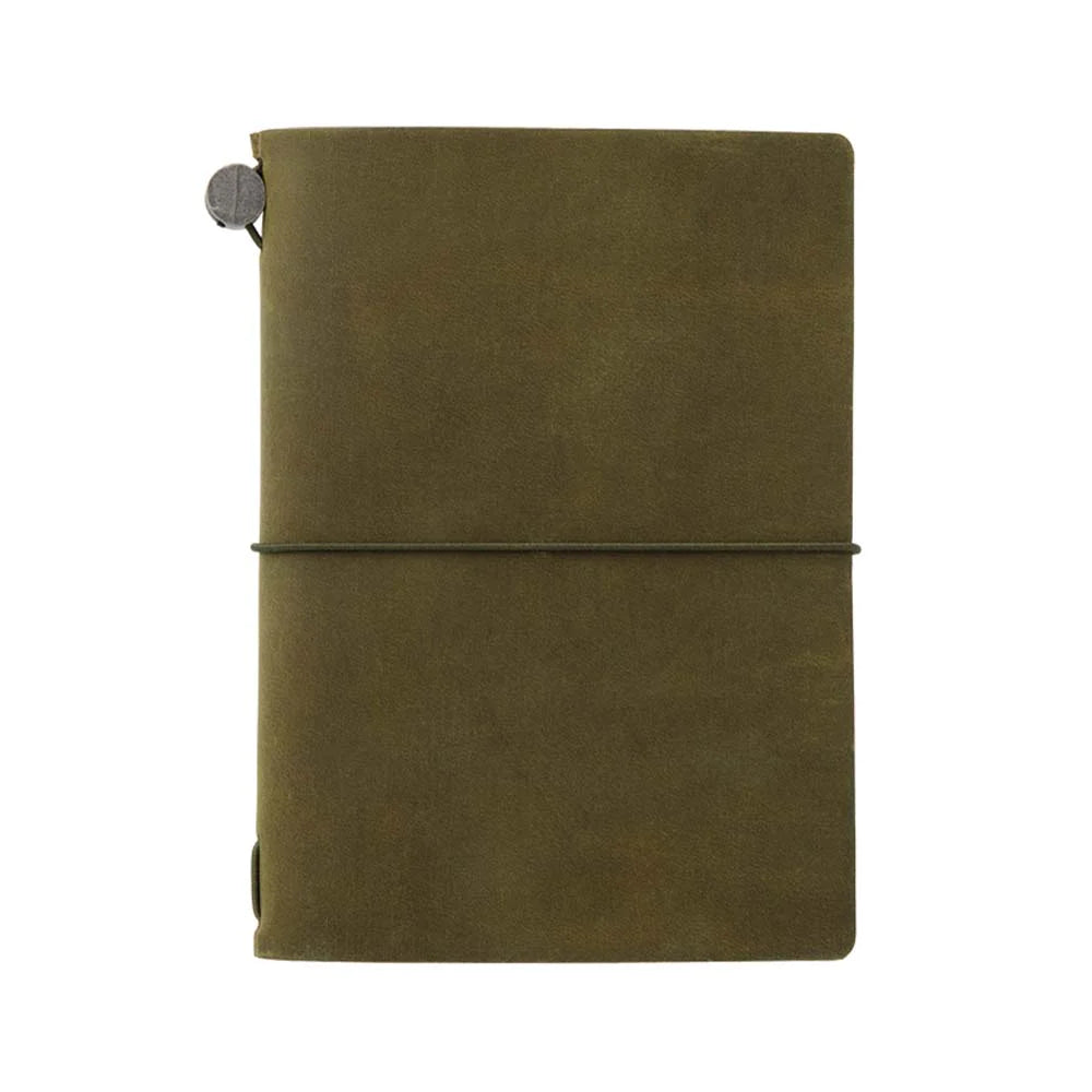 TRAVELER'S COMPANY Passport Sized Leather Notebook Kit - Olive Green