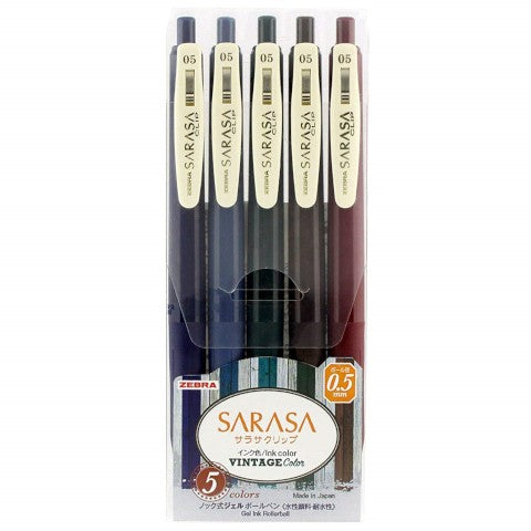 Zebra Sarasa Clip 0.5mm Vintage 5 Color Set