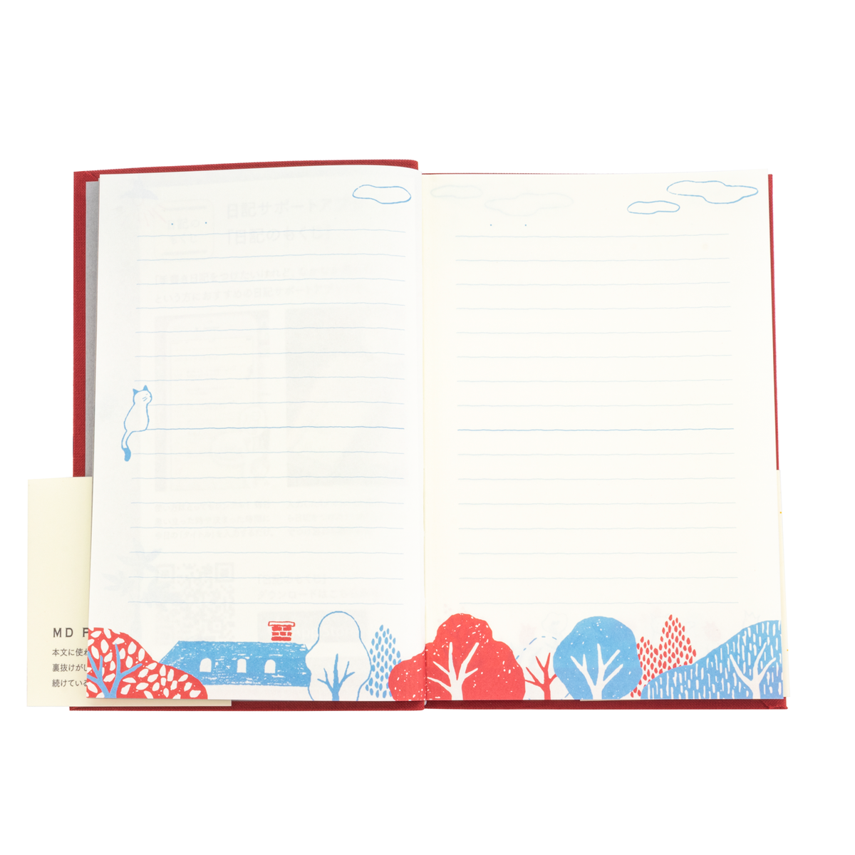 Midori Diary with Embroidered bookmark - Cat