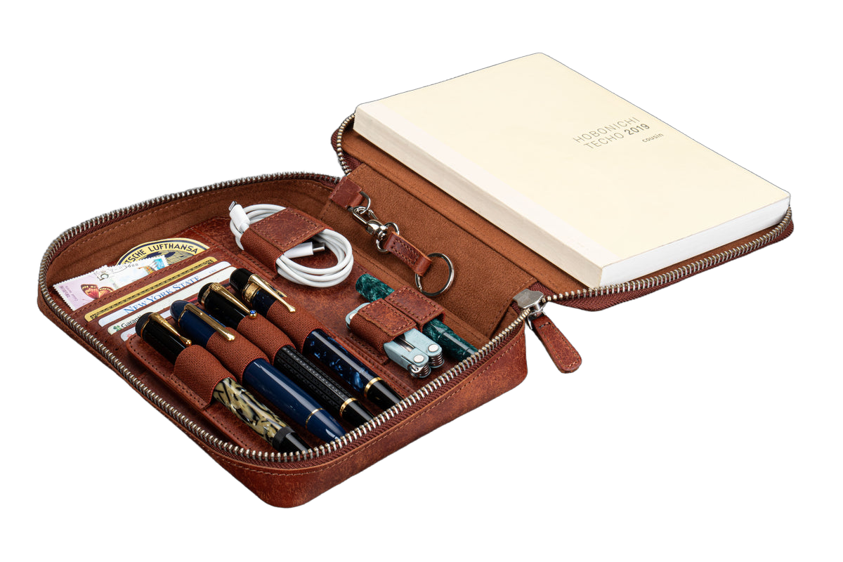 Galen Leather Co. Zippered A5 Wide Expansi Folio - Aged Copper
