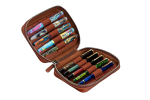 Galen Leather Co. Expansi Wide Zippered 10 Slot Pen Case - Aged Copper
