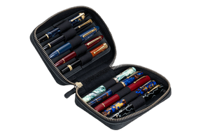 Galen Leather Co. Expansi Wide Zippered 10 Slot Pen Case - Crazy Horse Graphite