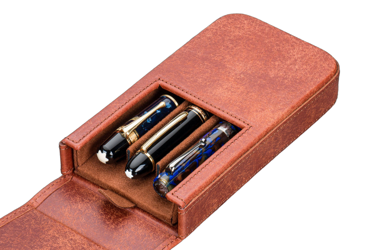 Galen Leather Co. Flap Magnum Opus 3 Slot Hard Pen Case - Aged Copper