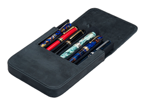 Galen Leather Co. Magnum Opus 6 Slot Hard Pen Case - Crazy Horse Graphite
