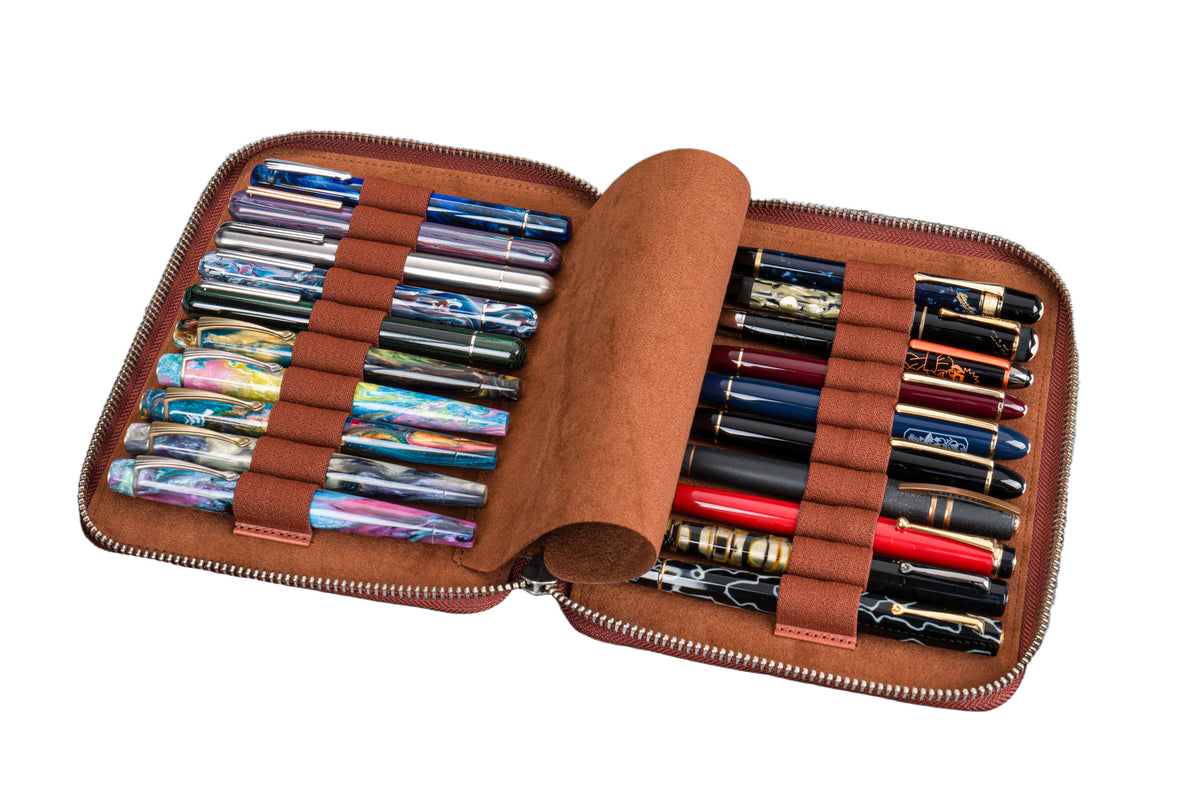 Galen Leather Co. Zippered 20 Slot Pen Case - Aged Copper