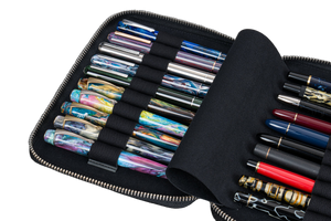 Galen Leather Co. Zippered 20 Slot Pen Case - Crazy Horse Graphite