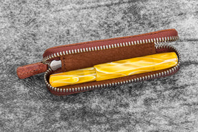 Galen Leather Co. Zippered Single Pen Case For Kaweco - Aged Copper