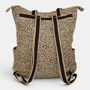 De La Mur Line US Inc. - Leopard Jacquard Backpack/Shoulder Bag - Beige & Black