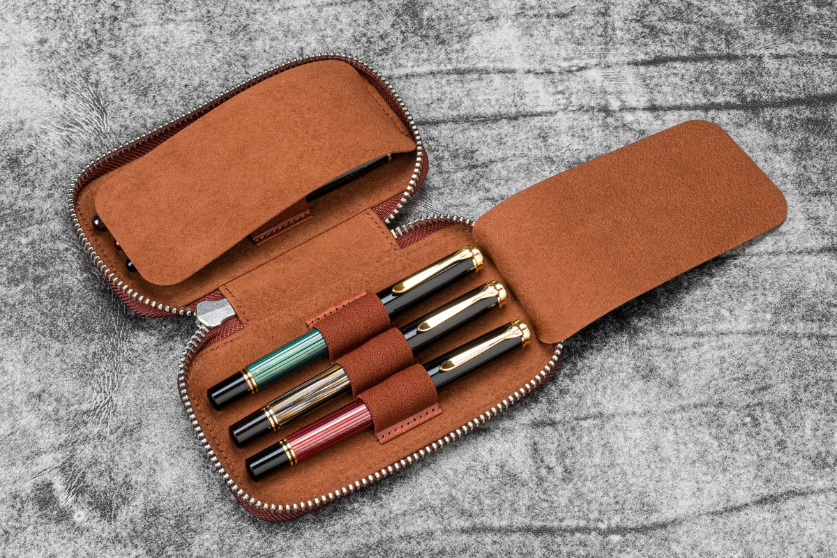 Galen Leather Co. Zippered 6 Slot Pen Case - Aged Copper