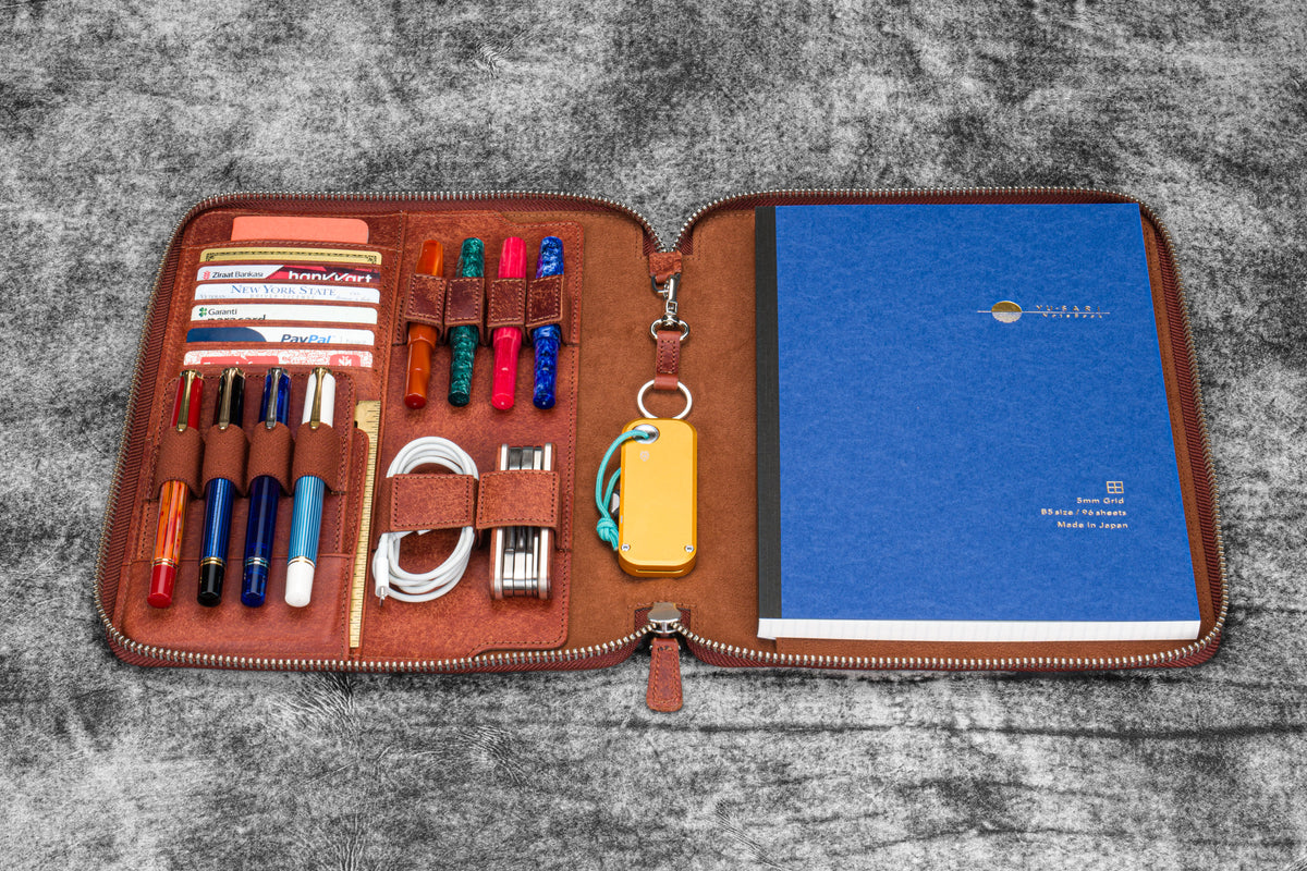 Galen Leather Co. Zippered B5 Notebook Folio - Aged Copper