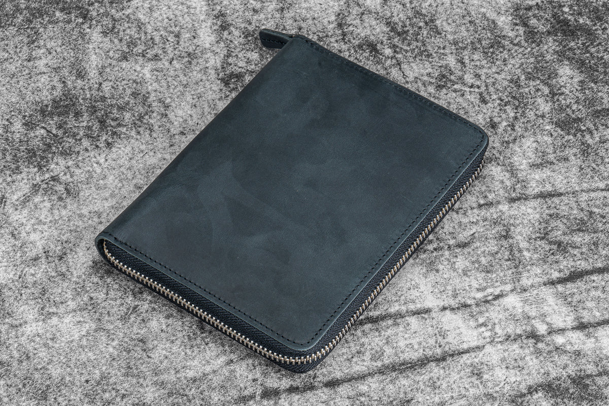 Galen Leather Co. Zippered 5 Slot Pen Case - Crazy Horse Graphite