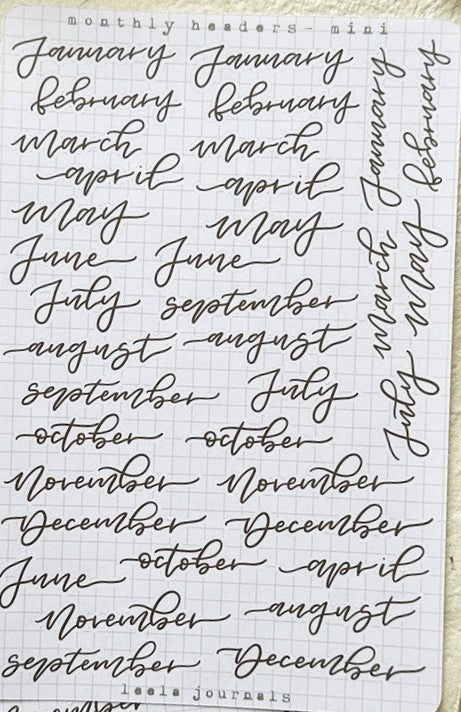 Leelajournals Journaling Sticker Sheet - Mini Monthly Headers