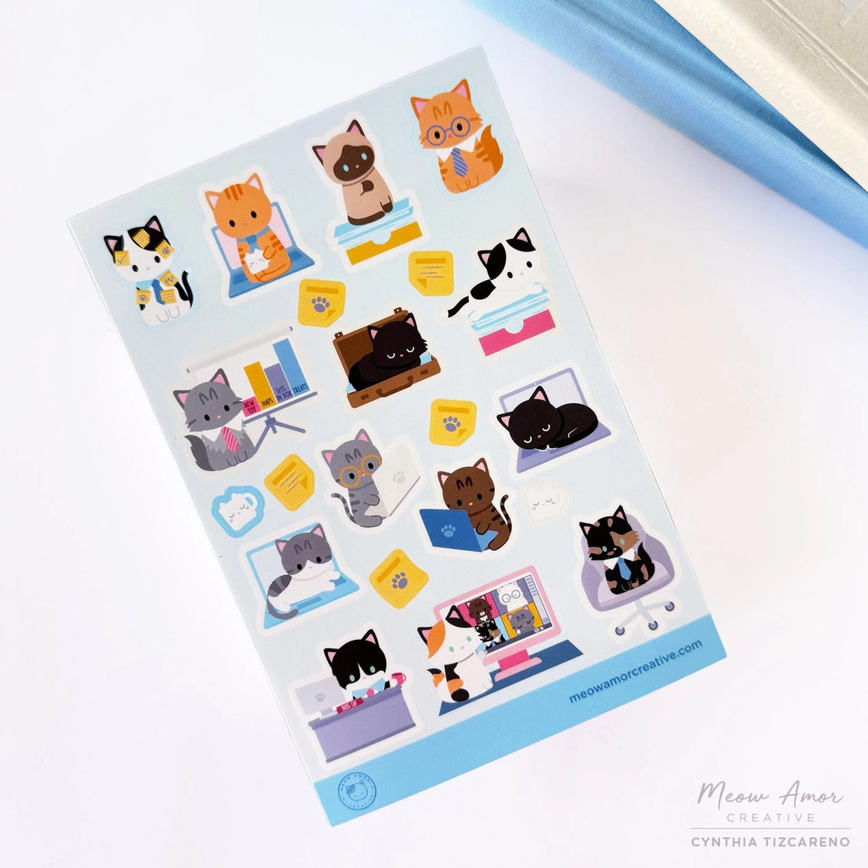 Meow Amor Creative Sticker Sheet - Office Cats