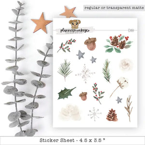 Plannermonkeyco - Stickers - Holiday Enchantment Watercolour Doodle