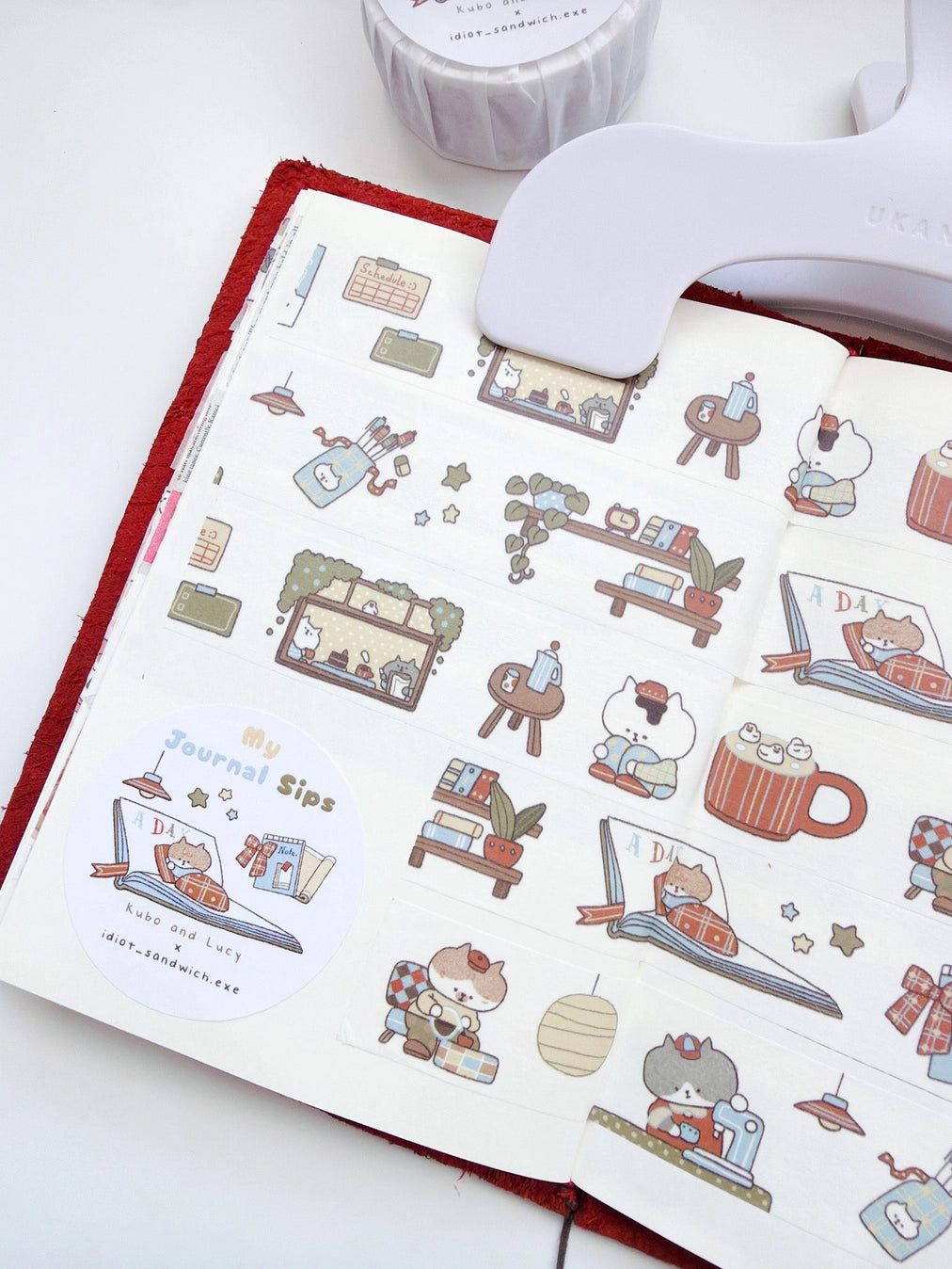 Kuboandlucy Stationery Co. x Idiot Sandwich - My Journal Sips Cafe Journaling Washi Tape V.1