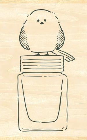 Beverly - Bird and Ink Bottle Wooden Stamp