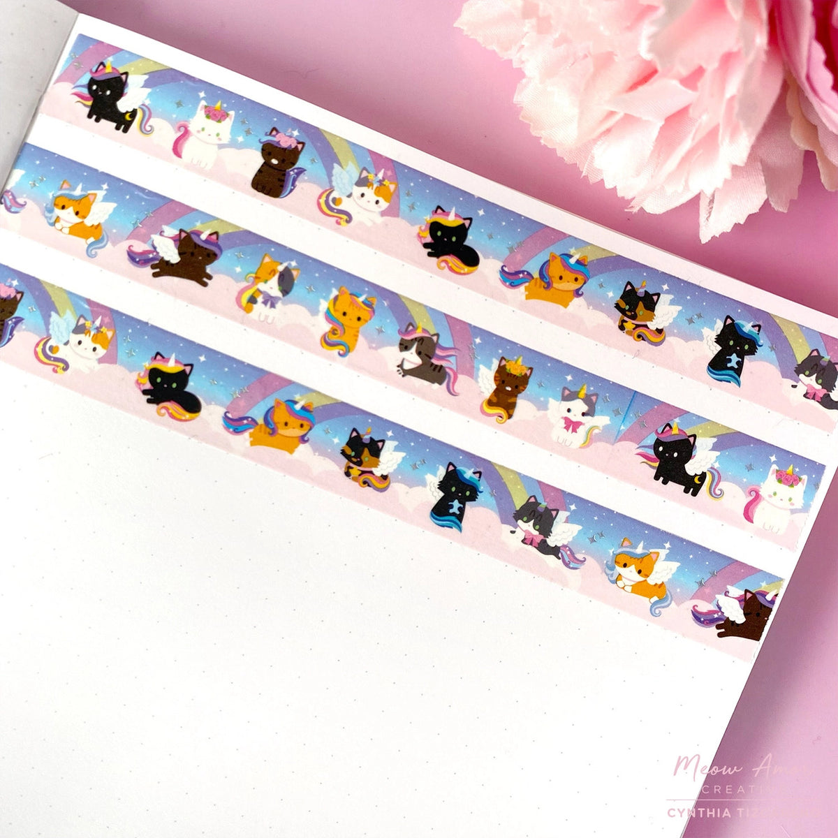 Meow Amor Creative Washi Tape - Unicorn Pegasus Cats Holo Foil